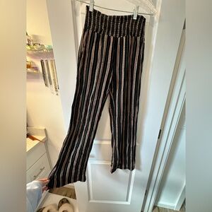Billabong Black Pants with Pink, Peach & Lime Stripes